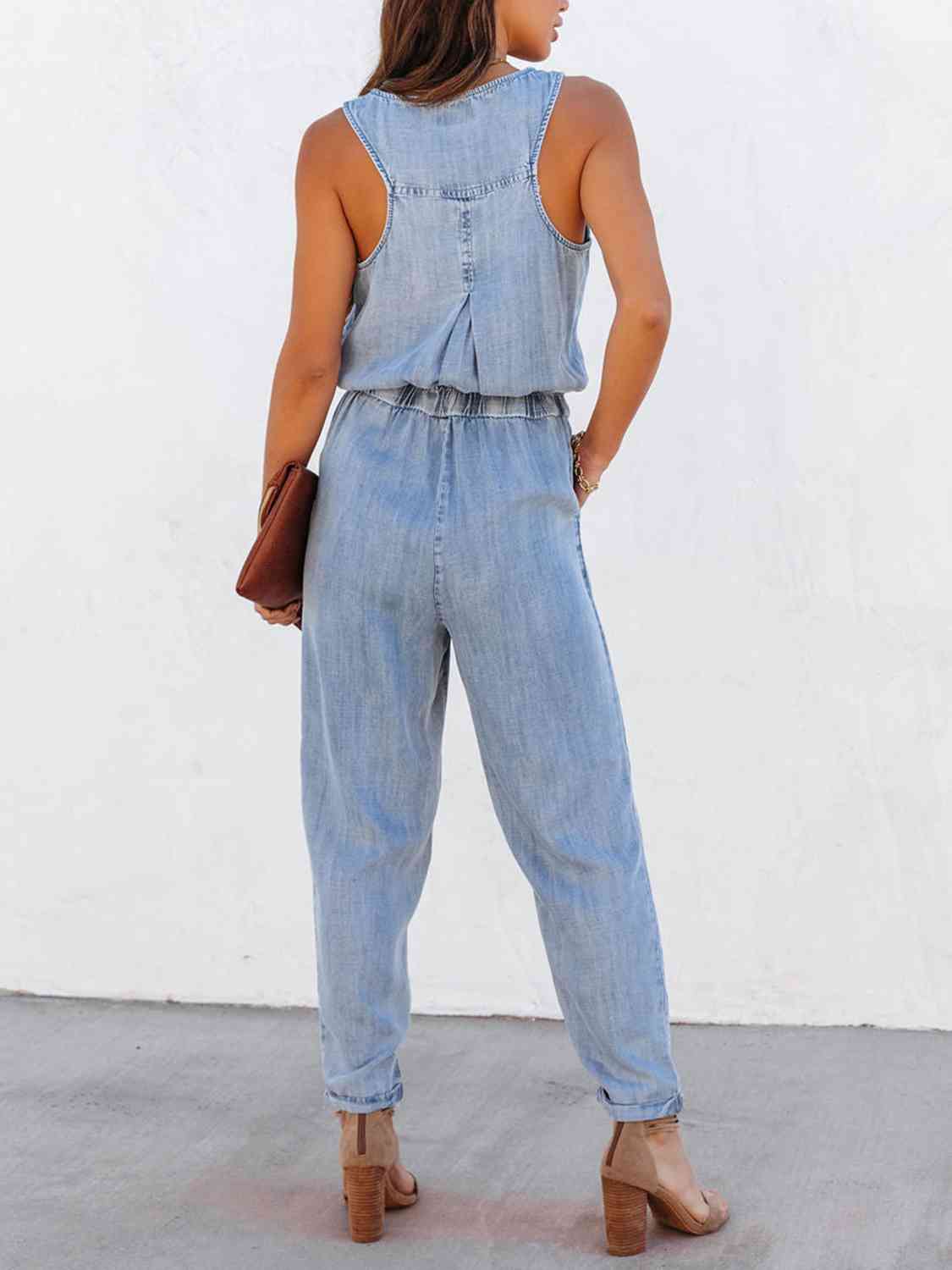 Oh What A Night Drawstring Waist Sleeveless Jumpsuit - 3 Colors
