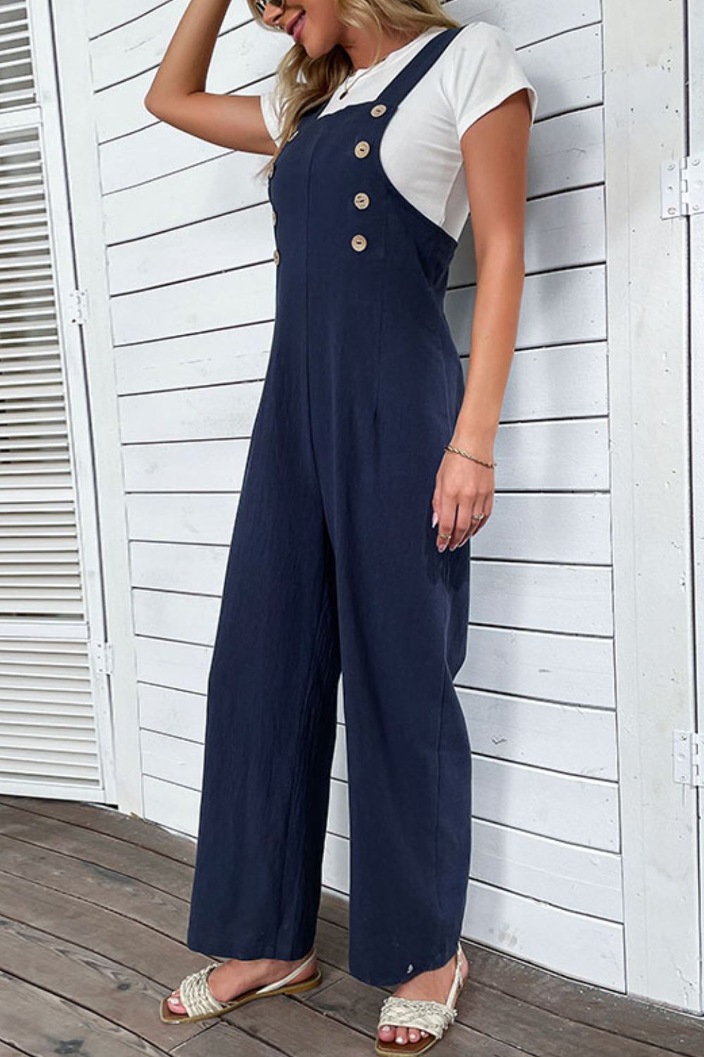 Light Up Your Life Buttoned Straight Leg Overalls - 2 colors