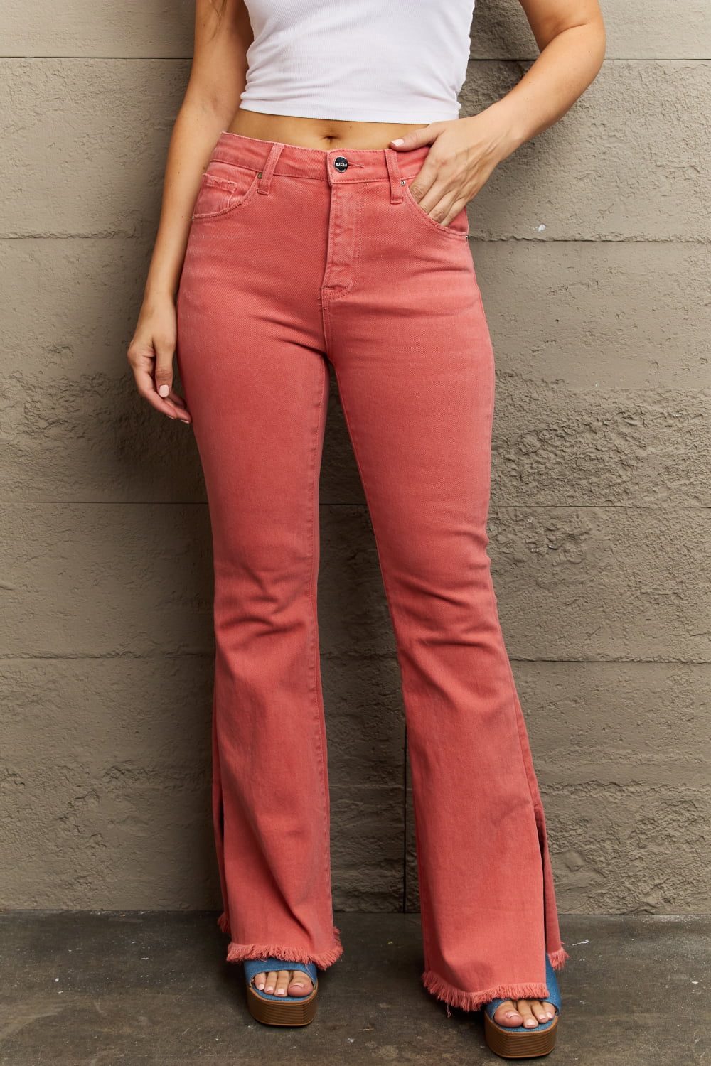 Bailey High Waist Side Slit Flare Jeans - RISEN - Shop All Around Divas