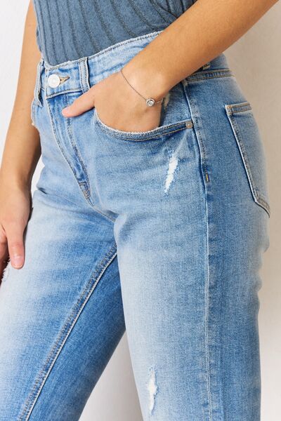 Kancan High Rise Distressed Slim Straight Jeans - Shop All Around Divas