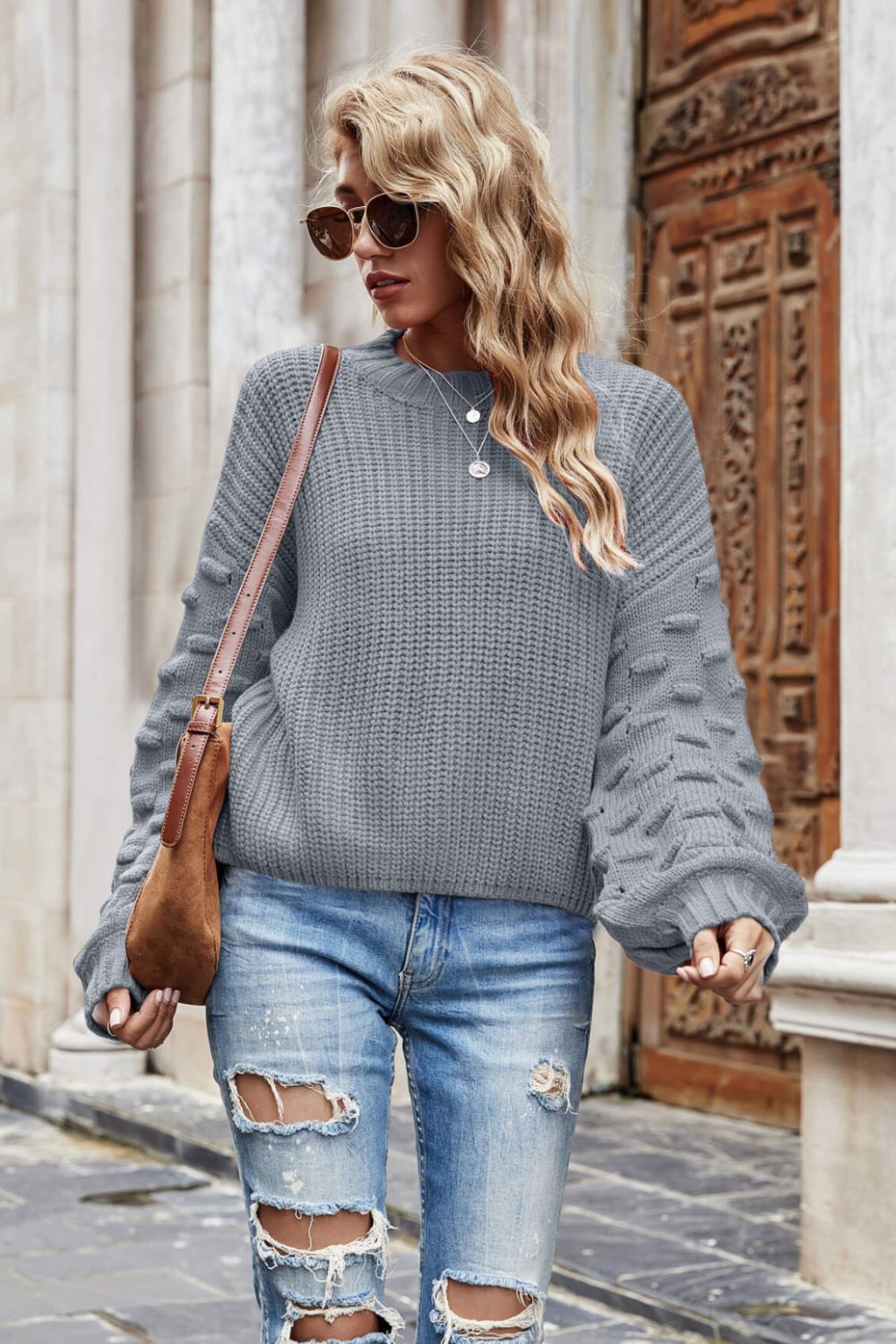 Weekend Style Rib-Knit Dropped Shoulder Sweater - Shop All Around Divas