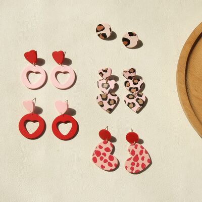 Heart & Leopard Acrylic Stainless Steel Earrings - 5 Styles