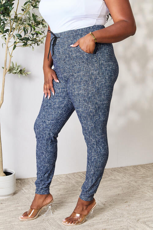 LOVEIT Heathered Drawstring Leggings with Pockets - Shop All Around Divas