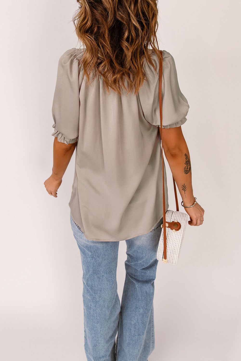 Smocked Frill Trim Flounce Sleeve Blouse - 2 colors