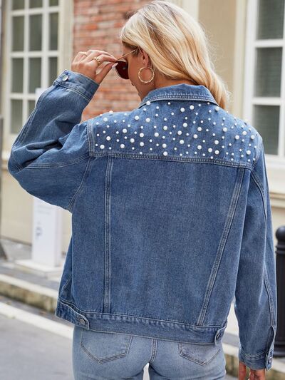 Date Night Pearl Detail Denim Jacket - 2 Colors - Shop All Around Divas