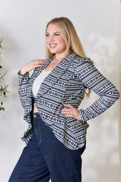 Heimish Full Size Open Front Printed Blazer - Shop All Around Divas