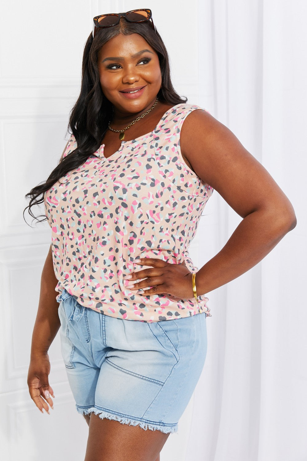 Surprise Party Printed Sleeveless Top - Shop All Around Divas