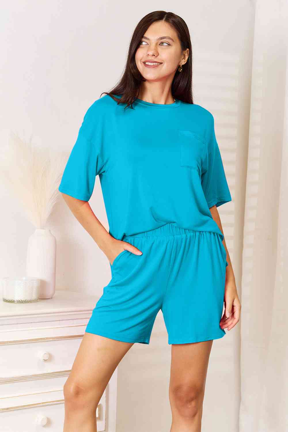 Basic Bae Full Size Soft Rayon Half Sleeve Top and Shorts Set - Shop All Around Divas