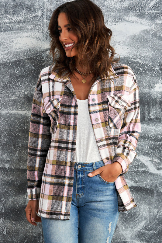Double Take Plaid Button Front Shacket - 4 Colors