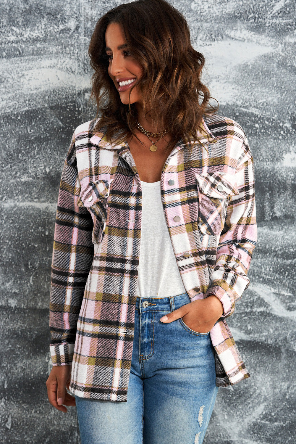 Double Take Plaid Button Front Shacket - 4 Colors - Shop All Around Divas