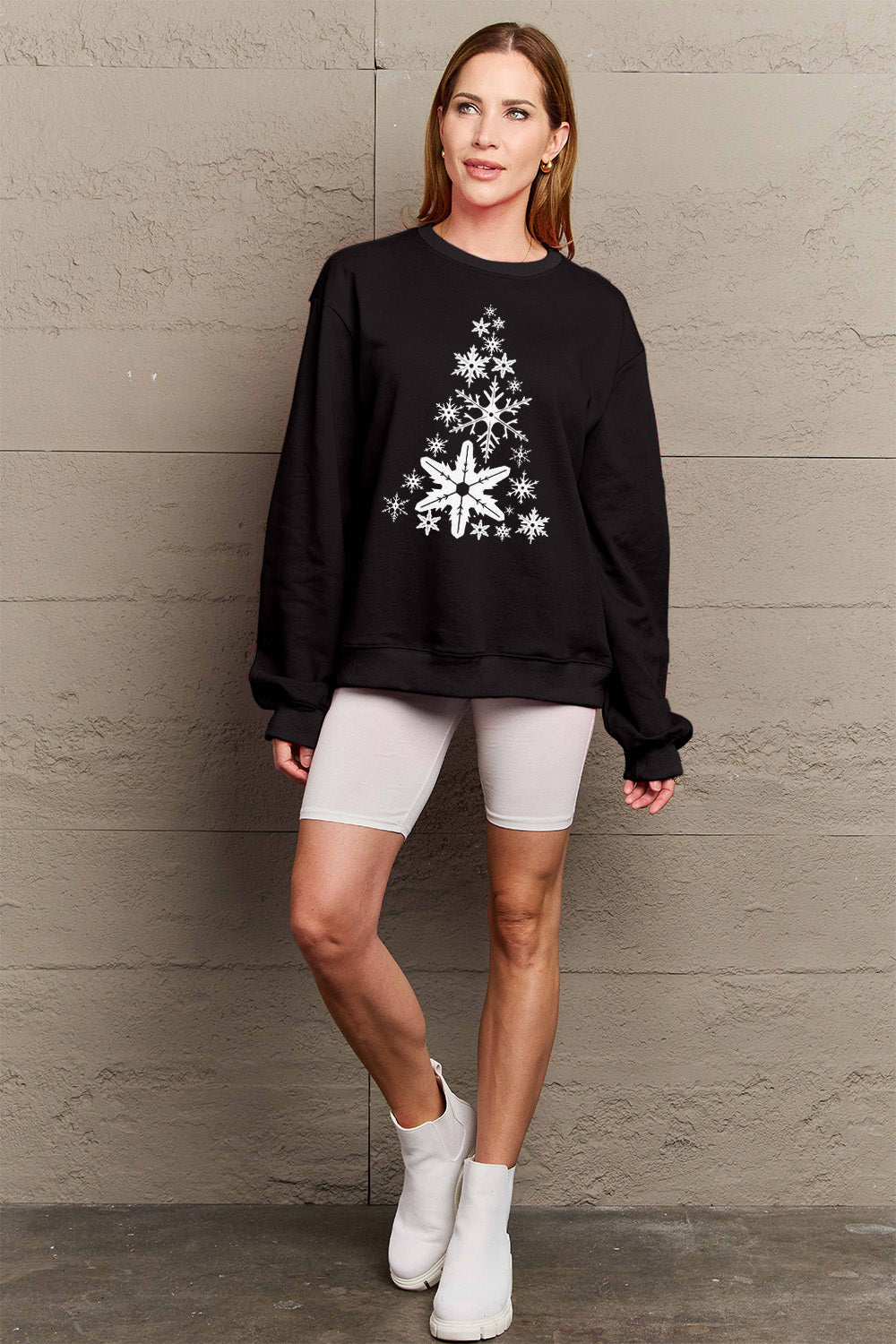 Snowflake Christmas Tree Graphic Sweatshirt - 3 Colors