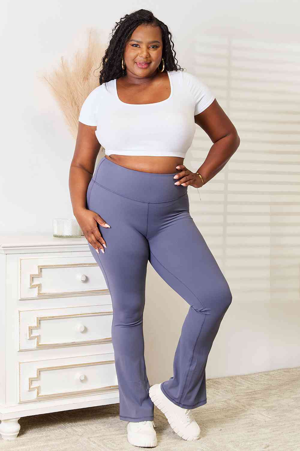 Basic Bae Wide Waistband Bootcut Sports Pants - Shop All Around Divas