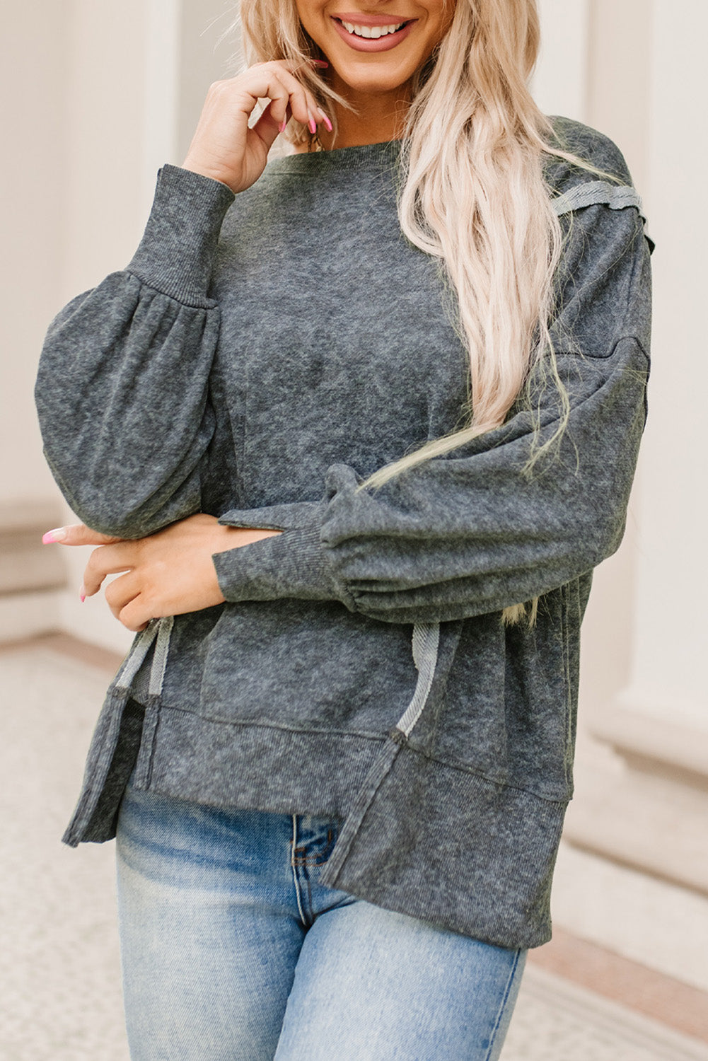 Double Take Acid Wash Sweatshirt - Shop All Around Divas