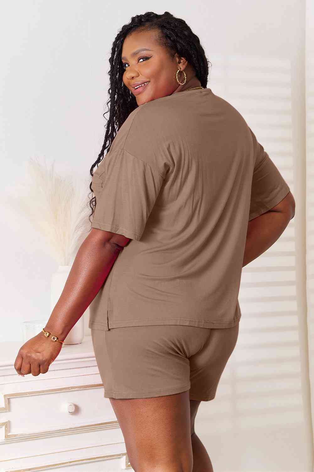 Basic Bae Full Size Soft Rayon Half Sleeve Top and Shorts Set - Shop All Around Divas