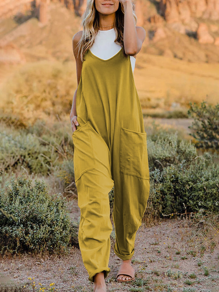 Mari V-Neck Pocketed Jumpsuit - 2 Colors