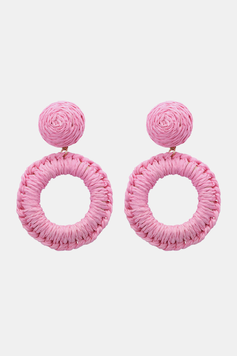 Round Shape Raffia Grass Dangle Earrings - Multiple Colors - Shop All Around Divas