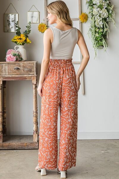 Heimish Full Size Printed Tied Straight Casual Pants - Shop All Around Divas