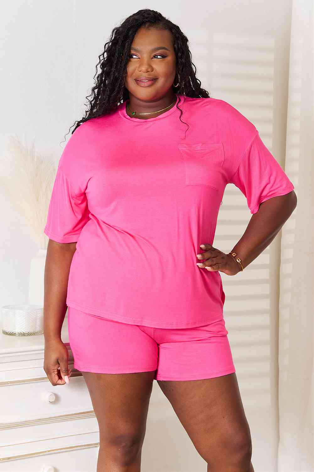 Basic Bae Full Size Soft Rayon Half Sleeve Top and Shorts Set - Shop All Around Divas