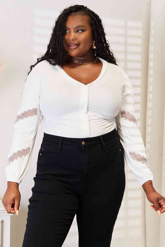 Double Take V-Neck Dropped Shoulder Blouse - Shop All Around Divas