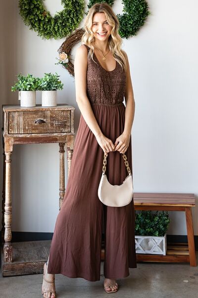 First Love Tie Back Sleeveless Slit Wide Leg Jumpsuit - Shop All Around Divas