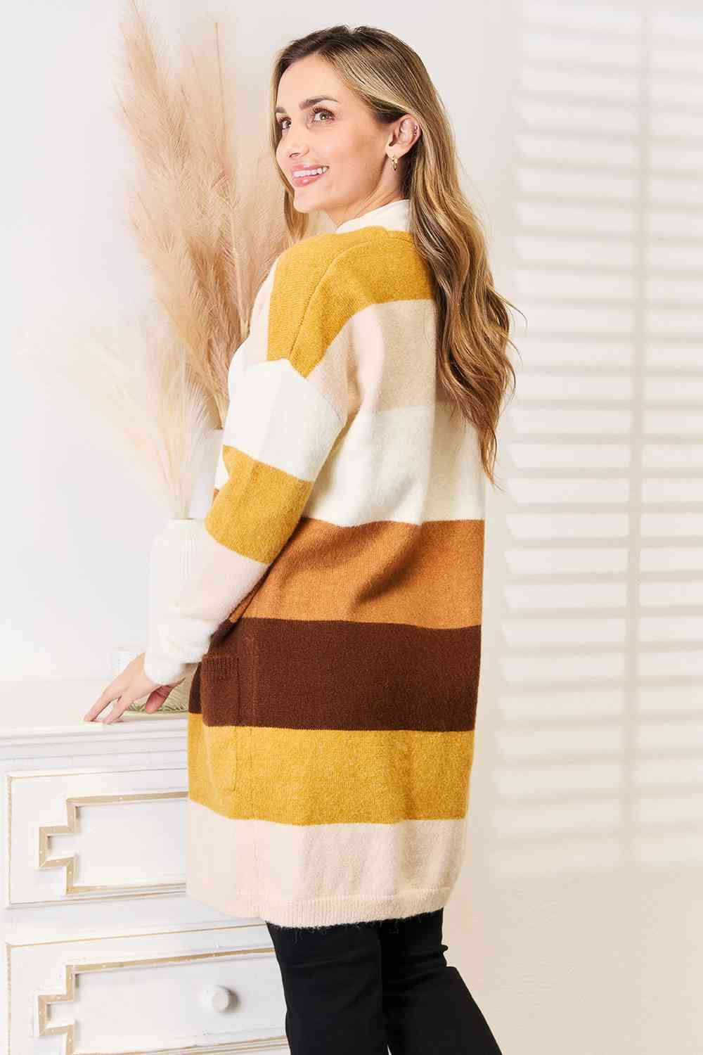 Woven Right Color Block Dropped Shoulder Cardigan - Shop All Around Divas