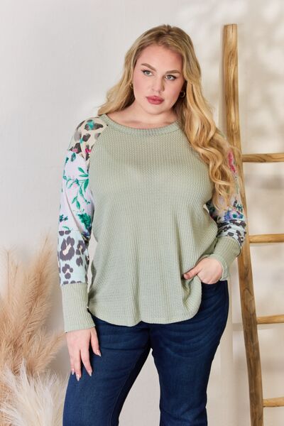 Hailey & Co Full Size Printed Round Neck Blouse - Shop All Around Divas