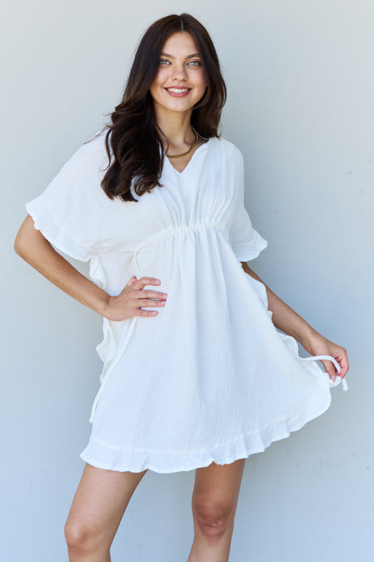 Out Of Time Ruffle Hem Dress in White - Shop All Around Divas