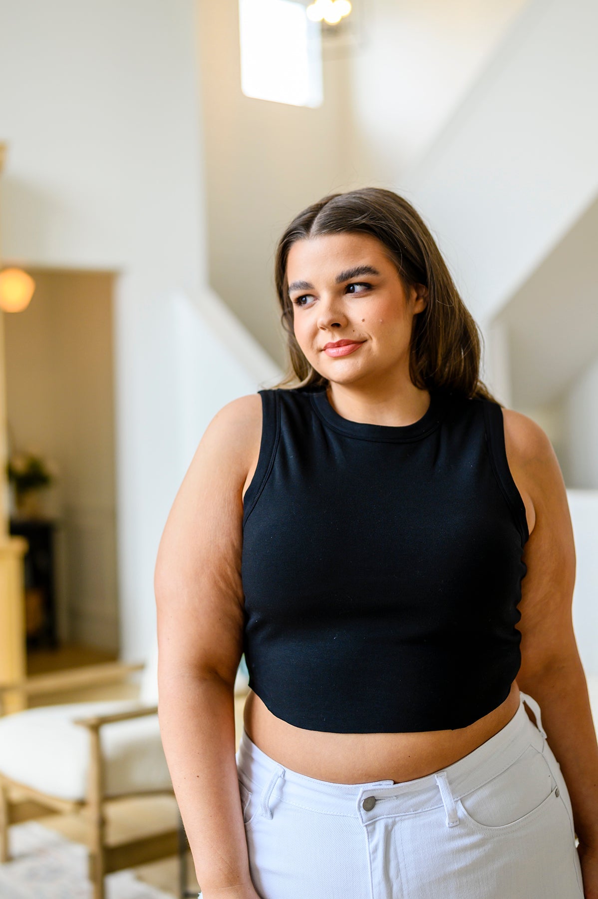 Best Friends Cropped Tank in Black - Shop All Around Divas