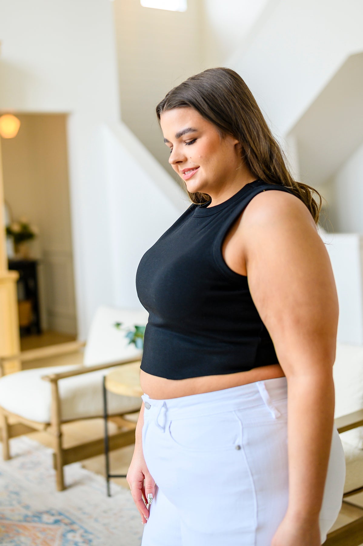 Best Friends Cropped Tank in Black - Shop All Around Divas