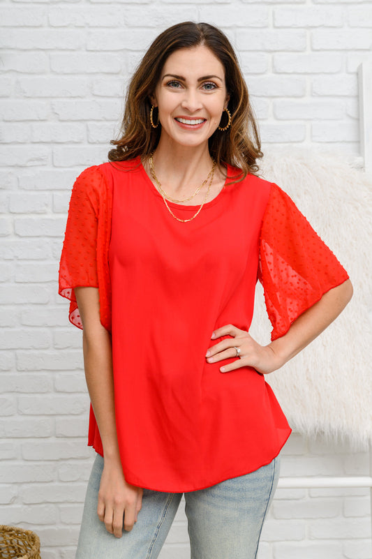 Best Of My Love Short Sleeve Blouse In Red - Shop All Around Divas