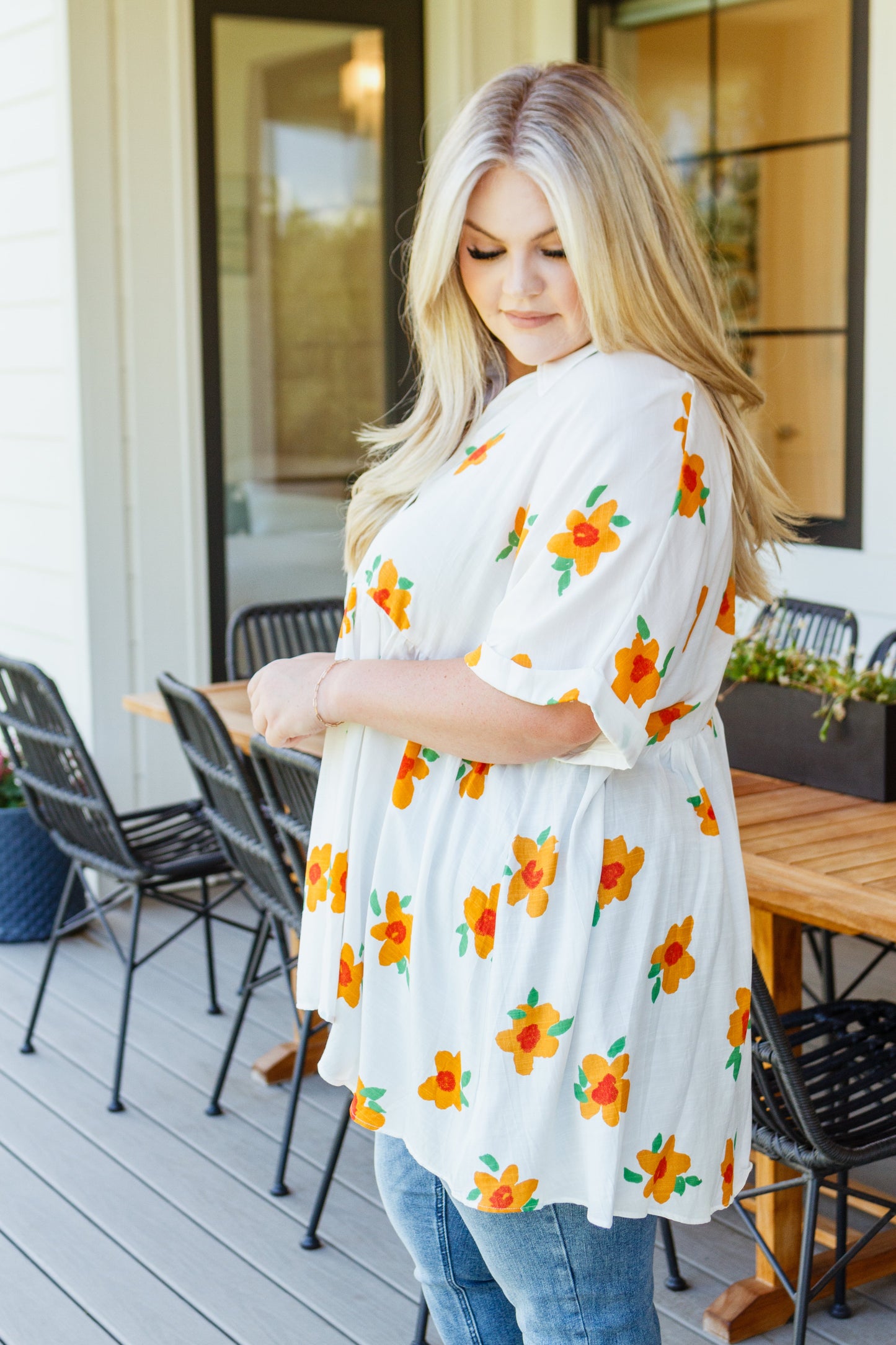 Blissed Out Button Up Babydoll Tunic - Shop All Around Divas