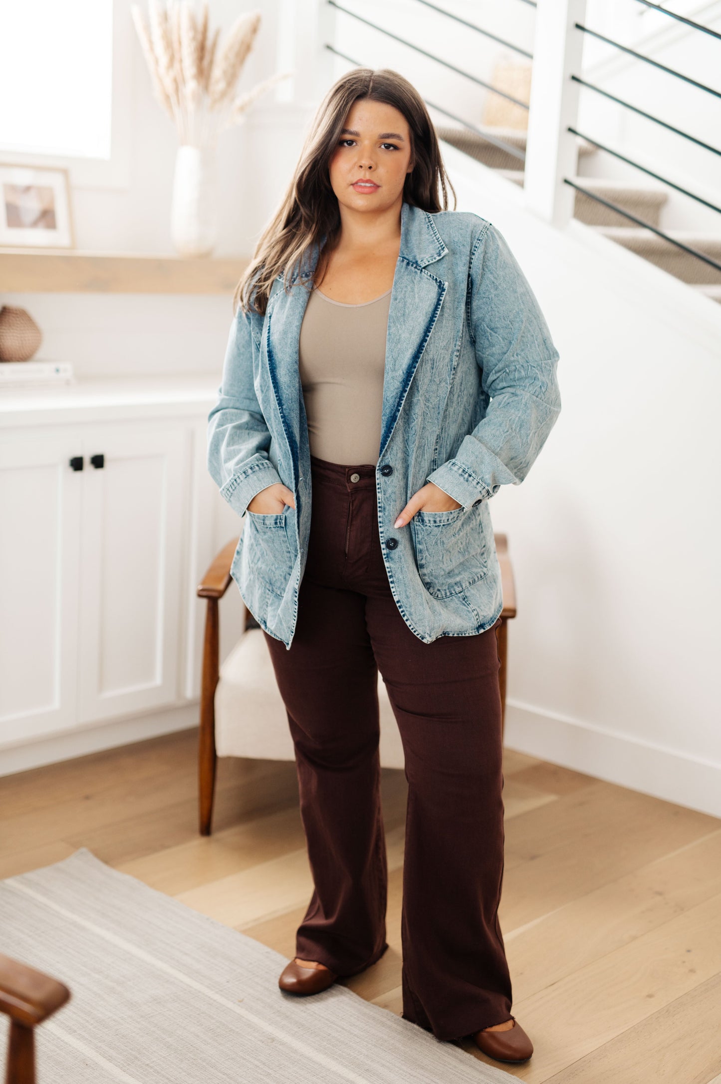 Business Brunch Denim Blazer - Shop All Around Divas