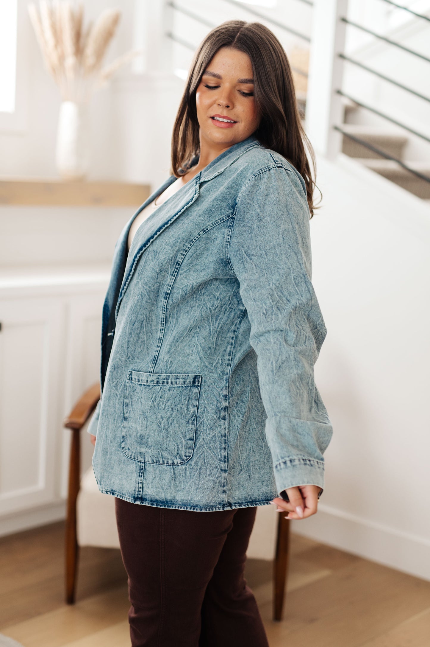 Business Brunch Denim Blazer - Shop All Around Divas