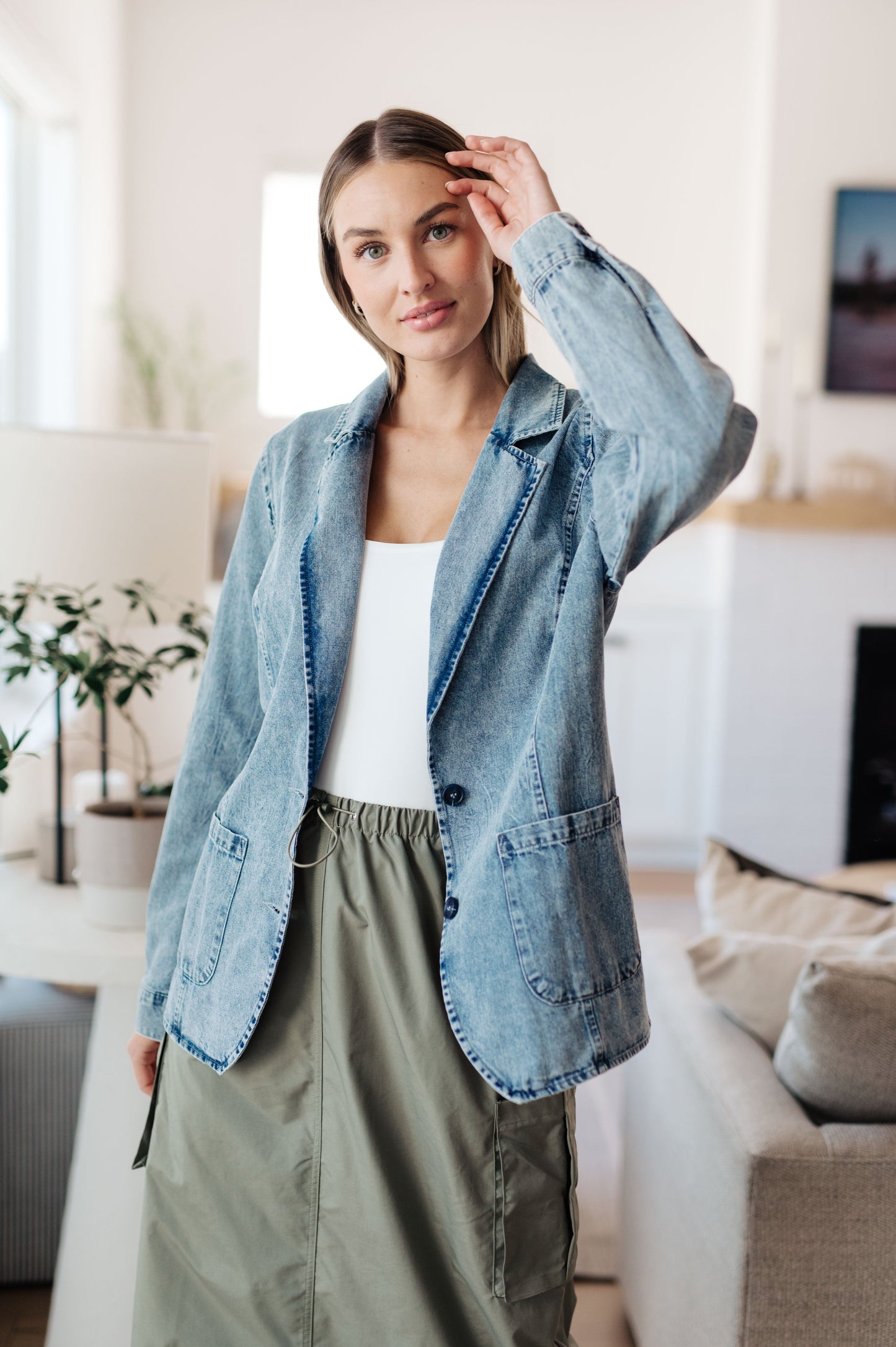 Business Brunch Denim Blazer - Shop All Around Divas