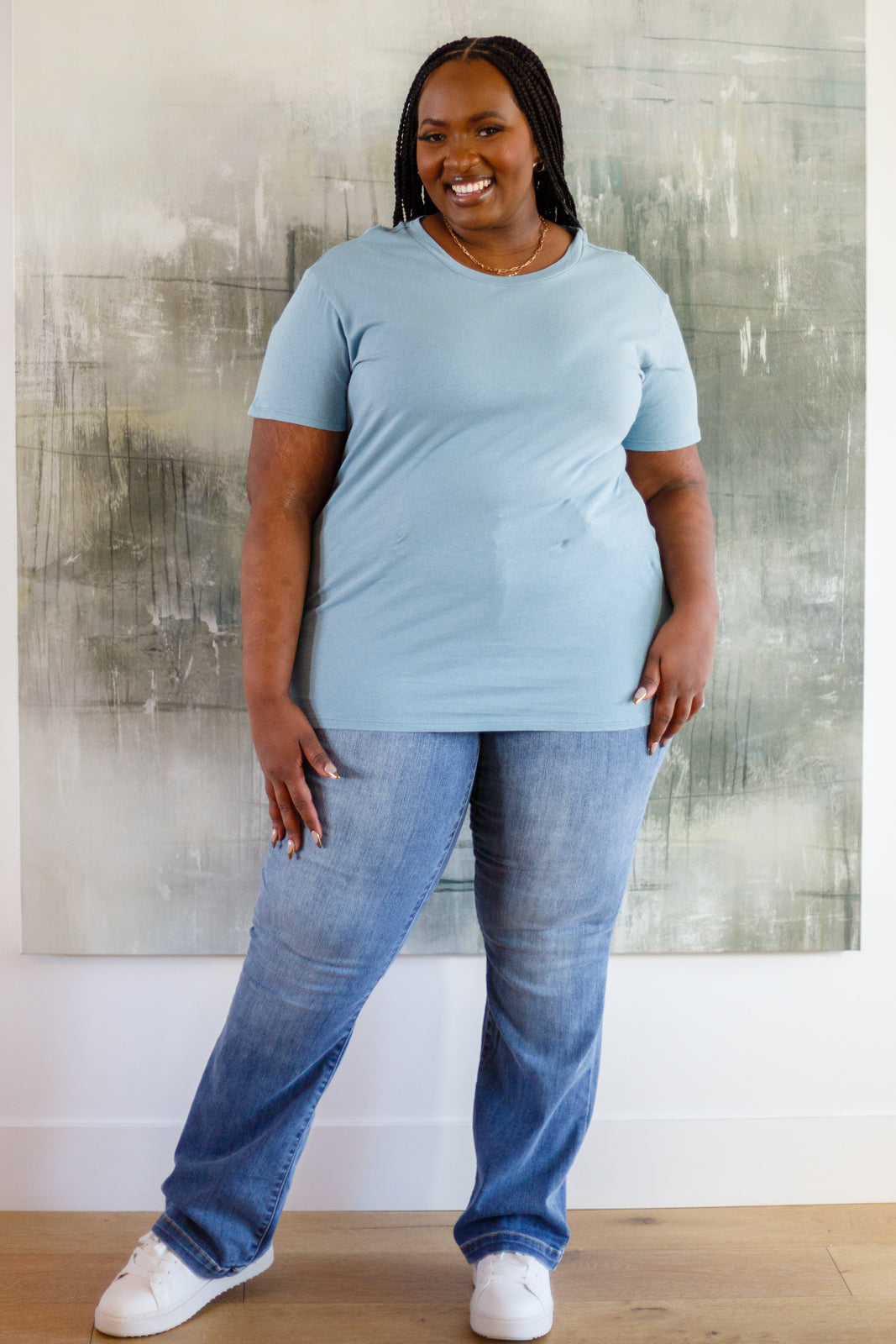 Cardinal Short Sleeve Tee in Blue Grey - Shop All Around Divas