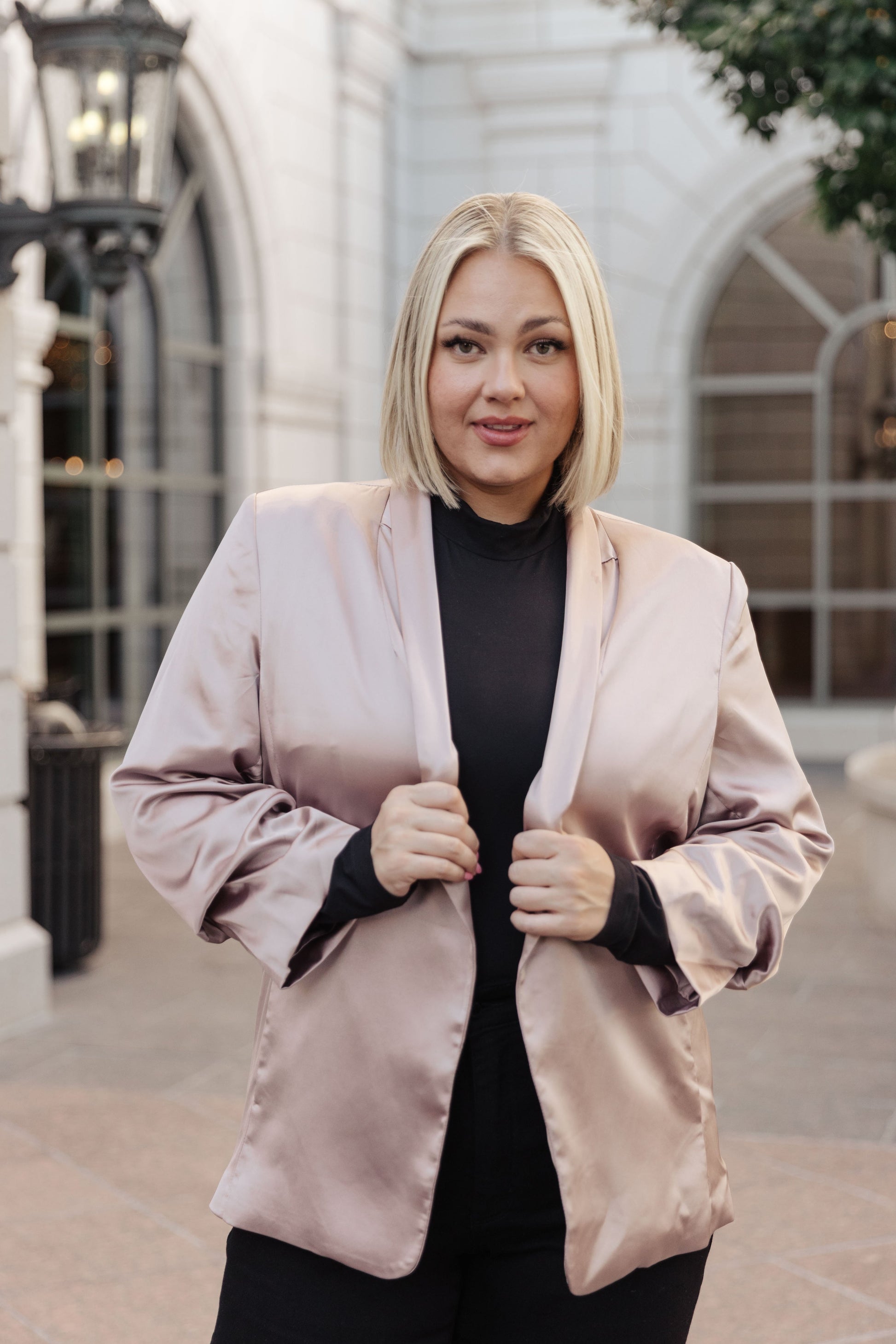 Champagne and Roses Satin Blazer - Shop All Around Divas