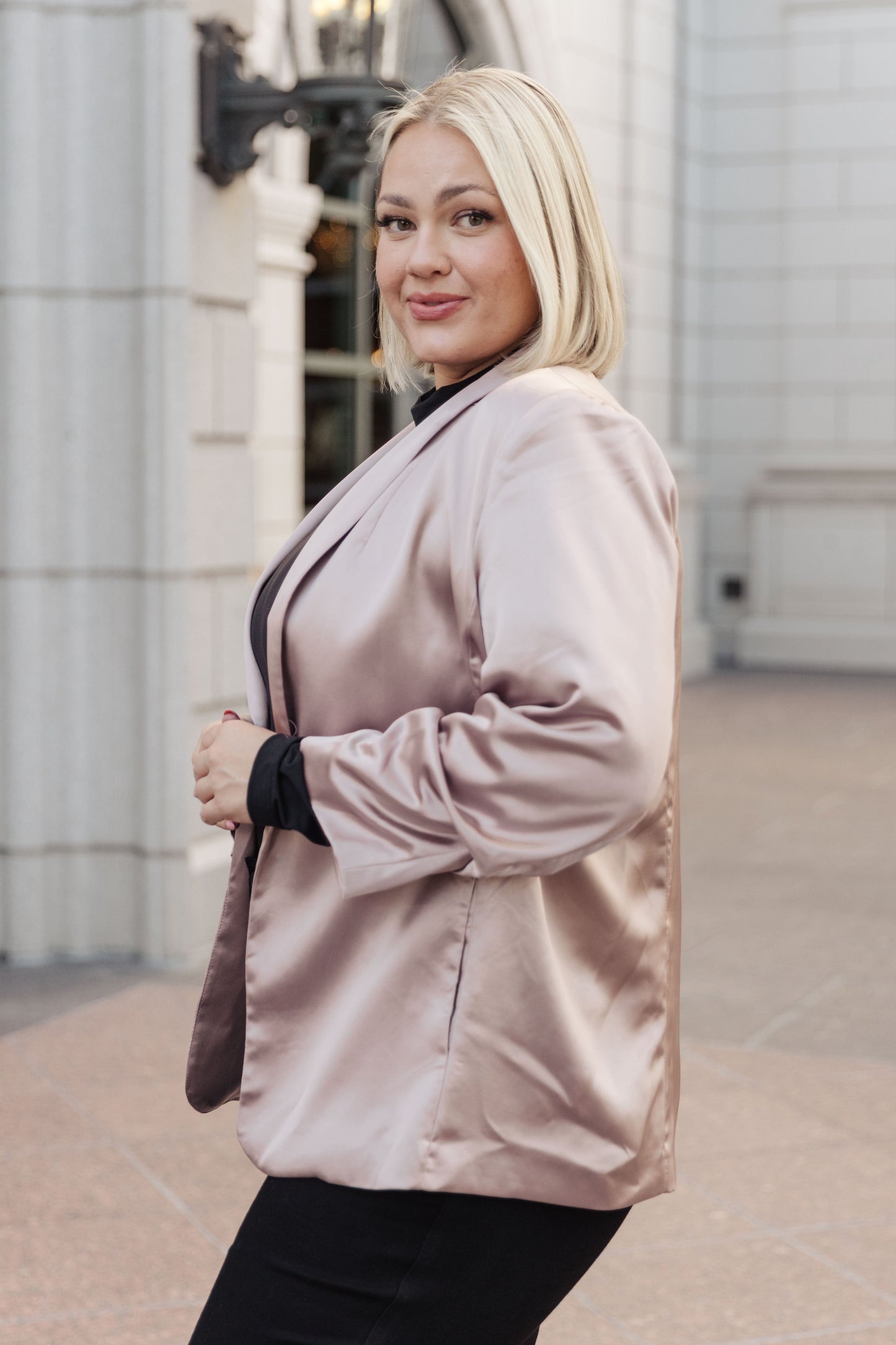 Champagne and Roses Satin Blazer - Shop All Around Divas