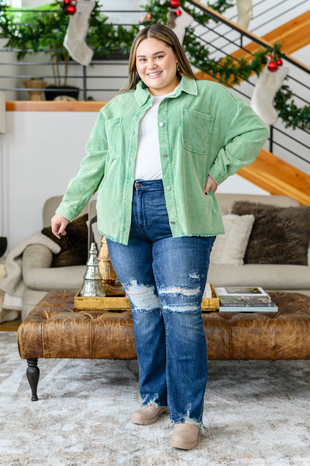 Christine High Contrast Slim Bootcut Destroyed Jeans - Shop All Around Divas