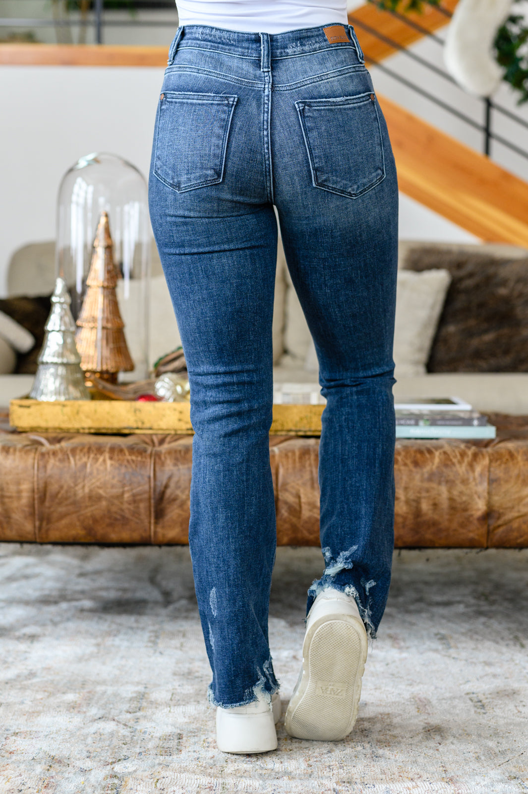 Christine High Contrast Slim Bootcut Destroyed Jeans - Shop All Around Divas