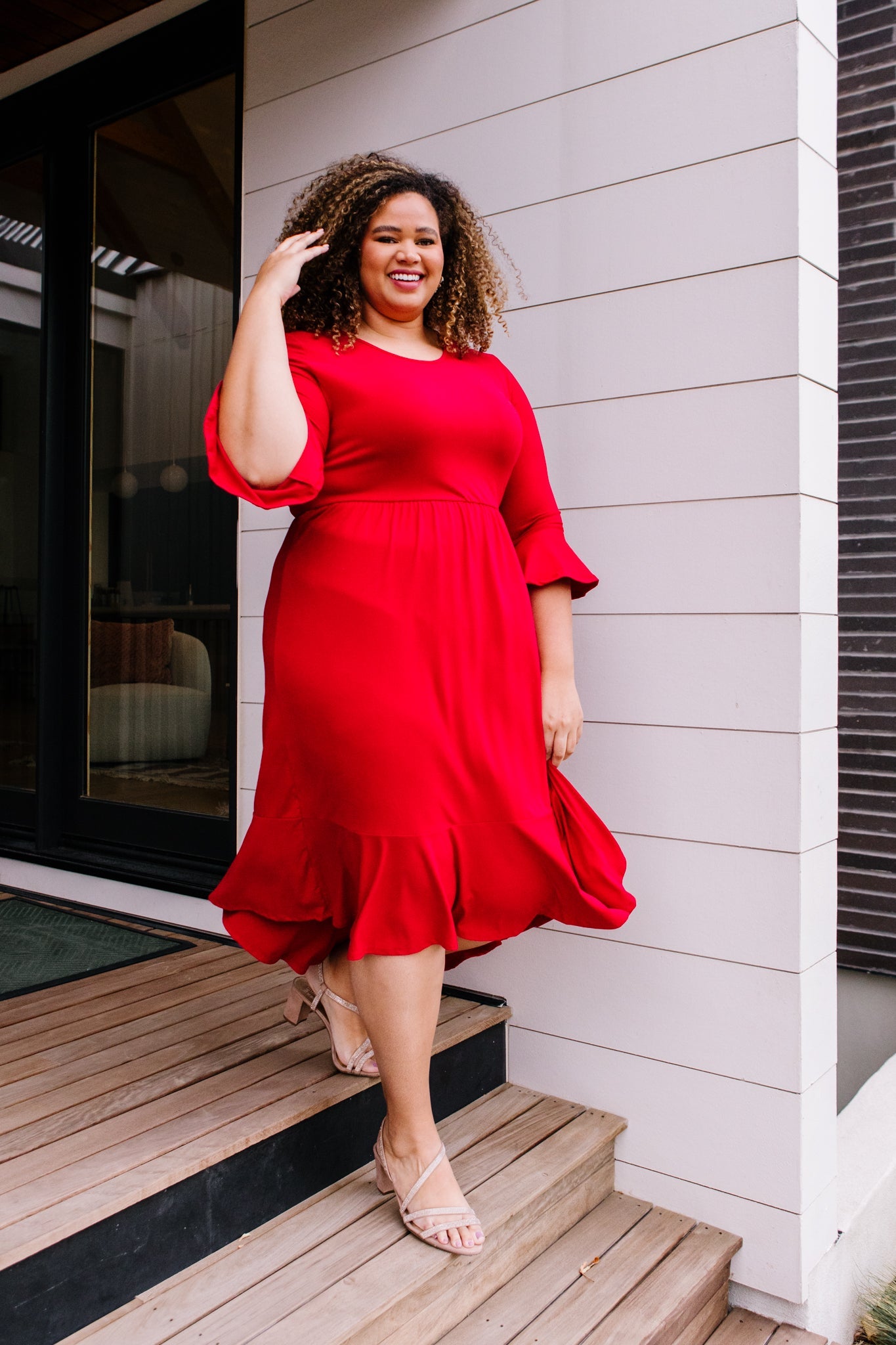 Cloudy Skies Dress in Crimson - Shop All Around Divas