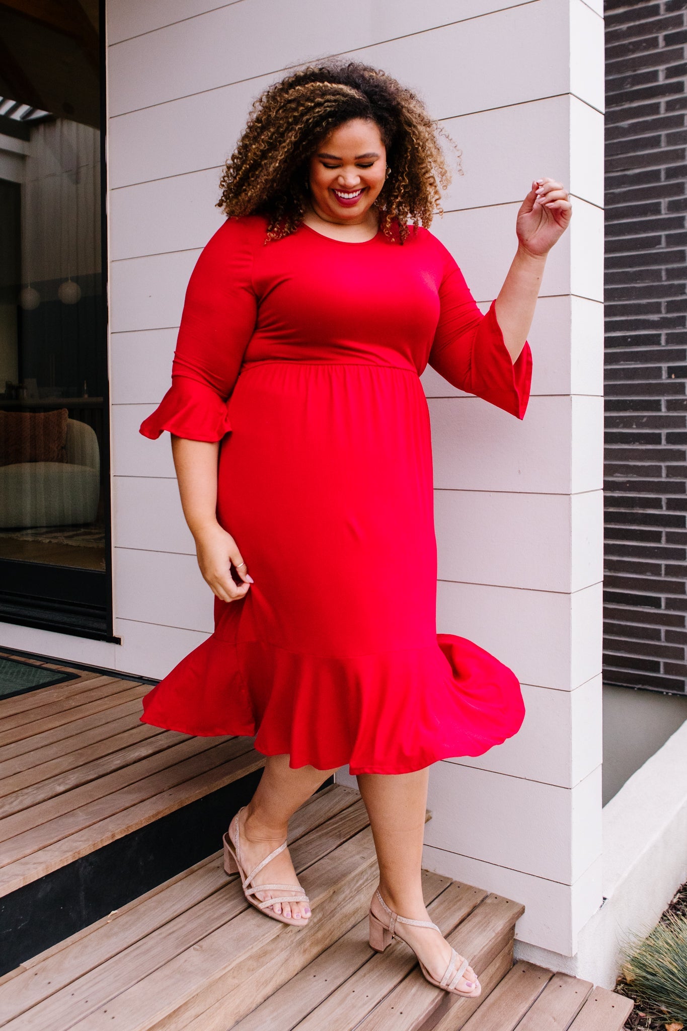 Cloudy Skies Dress in Crimson - Shop All Around Divas