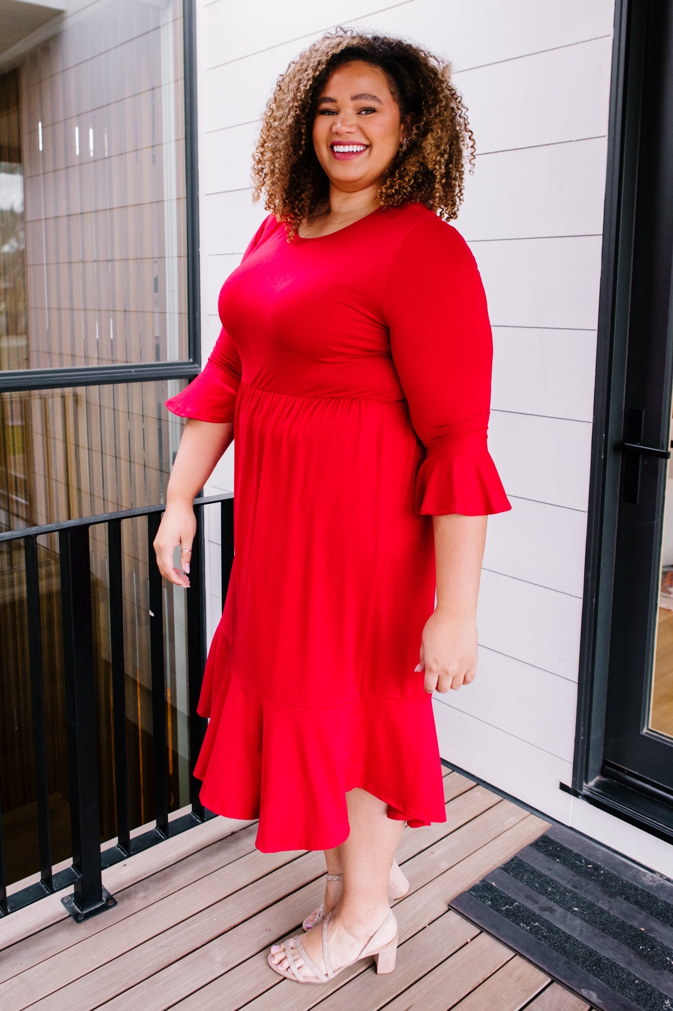 Cloudy Skies Dress in Crimson - Shop All Around Divas