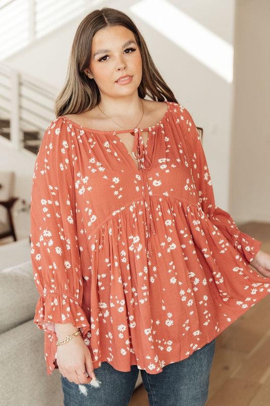 Daisy Flow Blouse In Rust - Shop All Around Divas