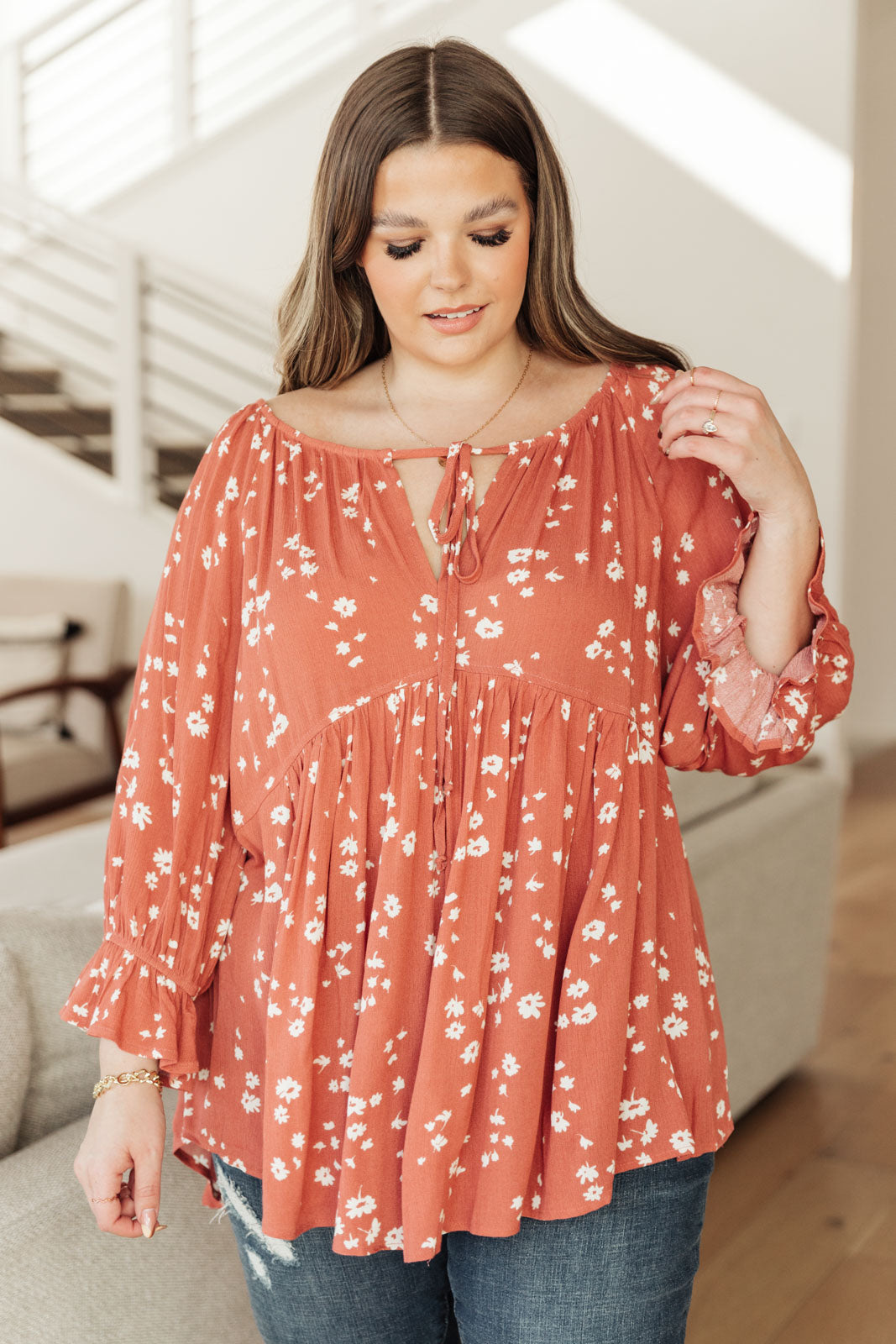 Daisy Flow Blouse In Rust - Shop All Around Divas