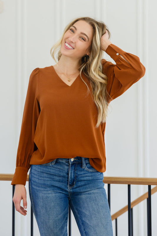 Enjoy This Moment V Neck Blouse In Toffee - Shop All Around Divas