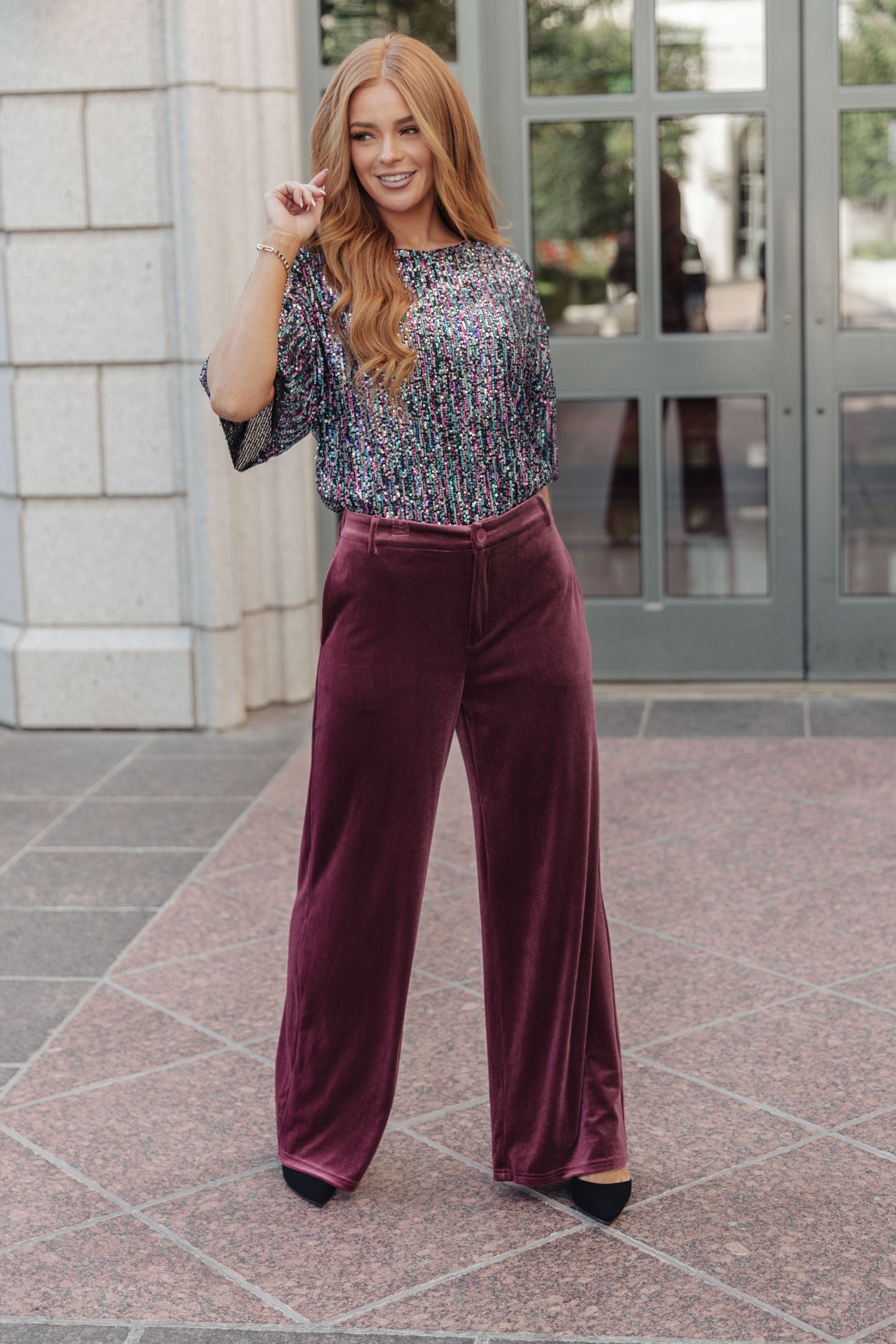 High Society Velvet Wide Leg Trousers - Shop All Around Divas