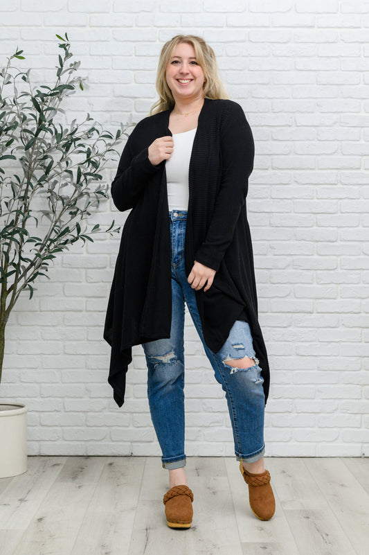 Ever Soft Cascade Cardigan With Pockets In Black - Shop All Around Divas