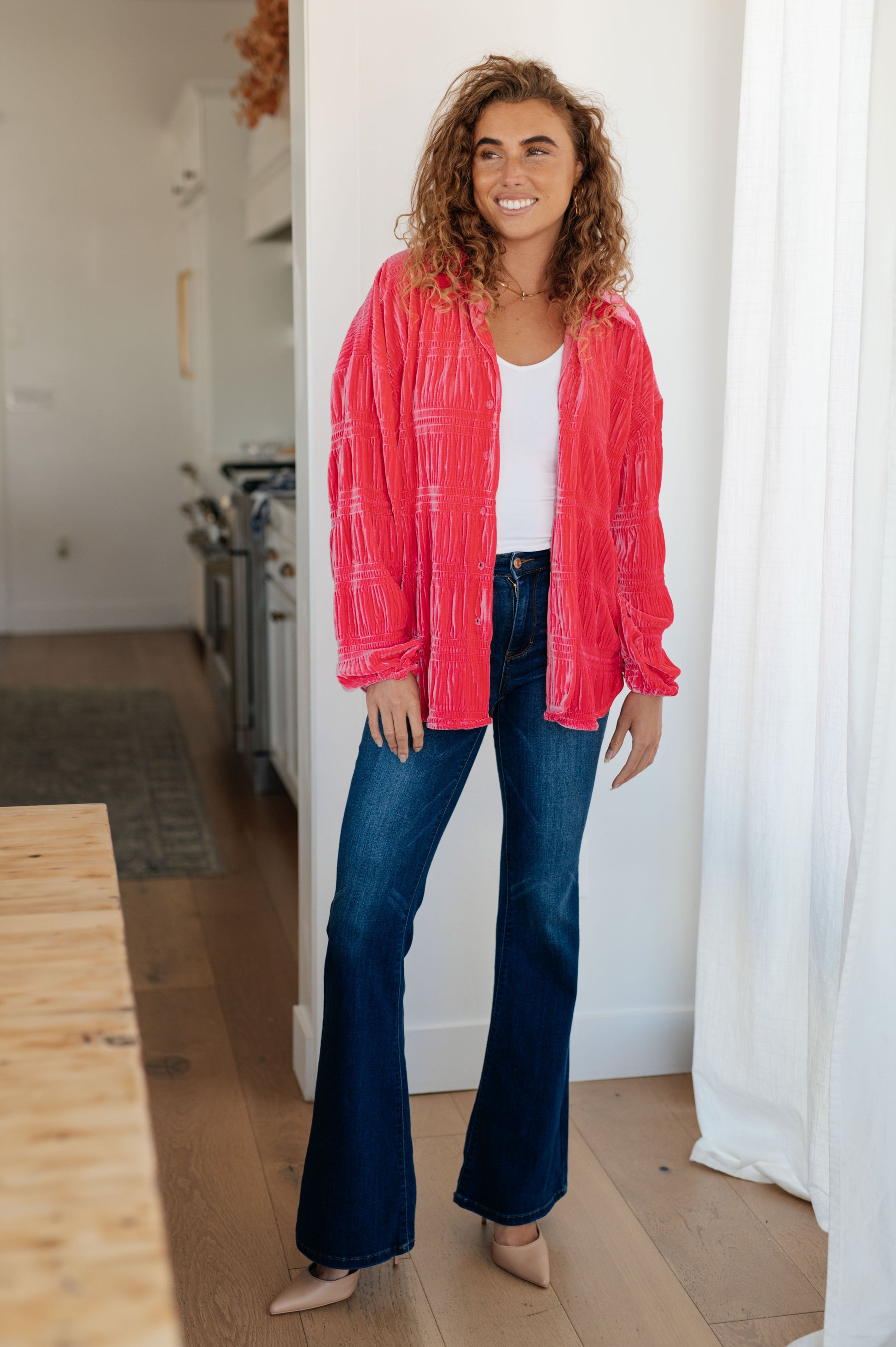 Feeling Fuchsia Velvet Button Down - Shop All Around Divas