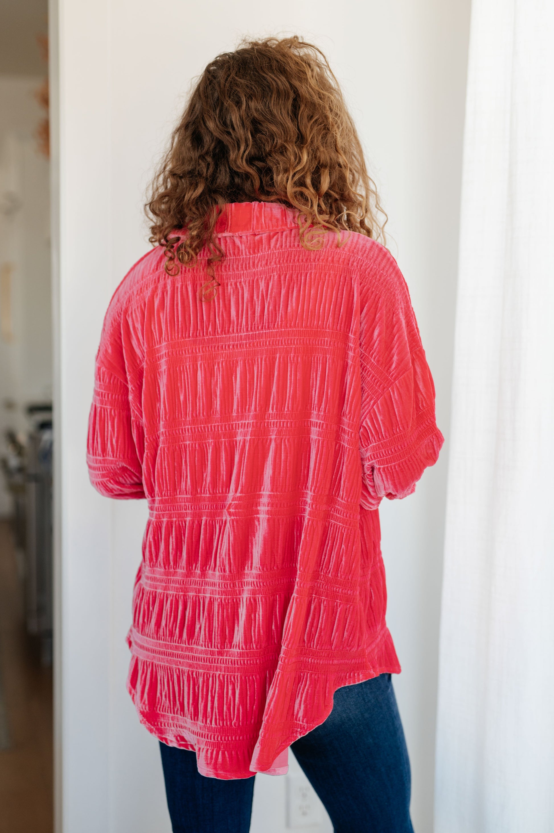 Feeling Fuchsia Velvet Button Down - Shop All Around Divas