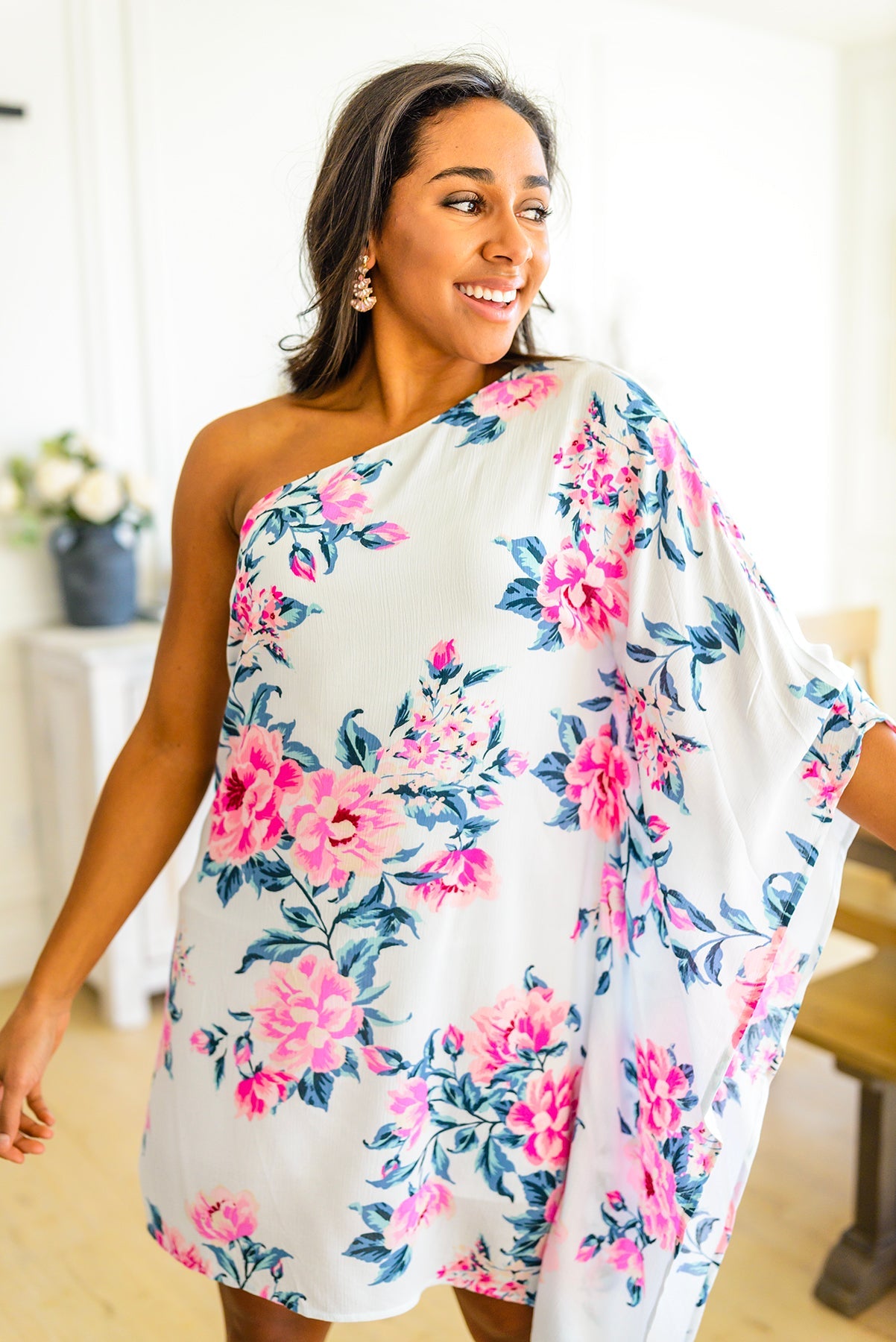 Forever Smitten Floral One Shoulder Dress - Shop All Around Divas